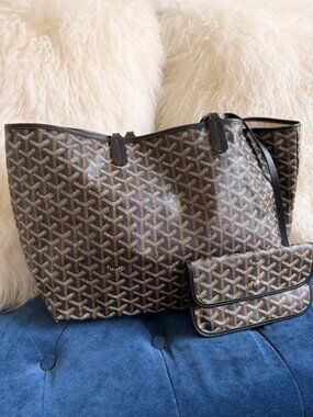 Goyard Saint Louis PM Tote Bag in Black with pouch